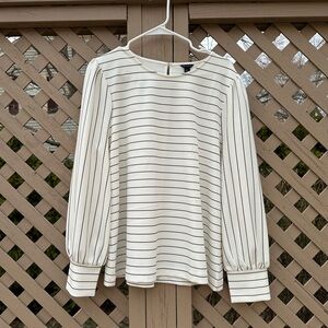 Ann Taylor Ivory Blouse with Black Stripes - XL